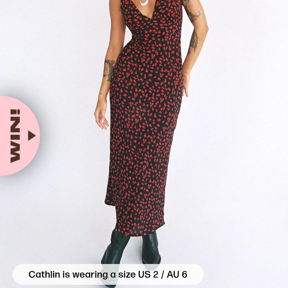 Princess Polly Black and Red Nellie Dress